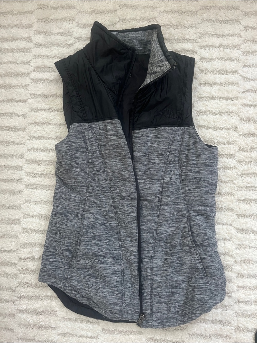 The North Face Black and Heather Gray Insulated Vest
